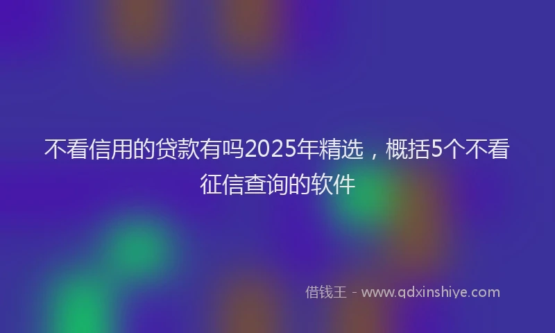 不看信用的贷款有吗2025年精选，概括5个不看征信查询的软件