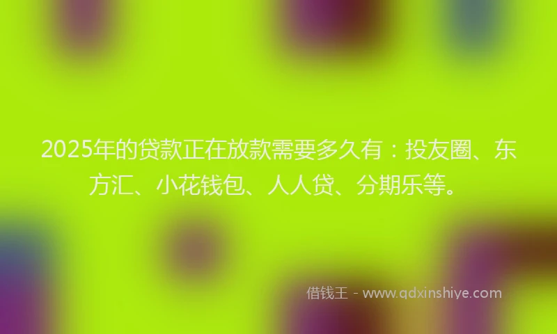 2025年的贷款正在放款需要多久有：投友圈、东方汇、小花钱包、人人贷、分期乐等。