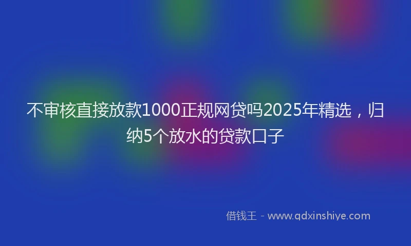 不审核直接放款1000正规网贷吗2025年精选，归纳5个放水的贷款口子