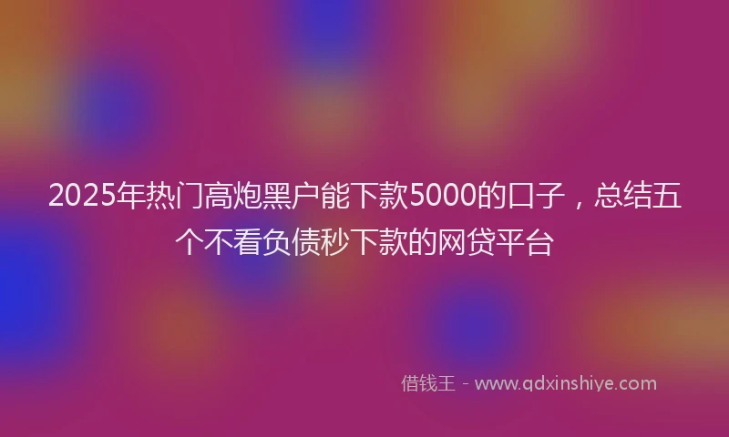 2025年热门高炮黑户能下款5000的口子，总结五个不看负债秒下款的网贷平台