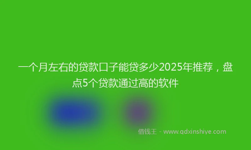 一个月左右的贷款口子能贷多少2025年推荐，盘点5个贷款通过高的软件