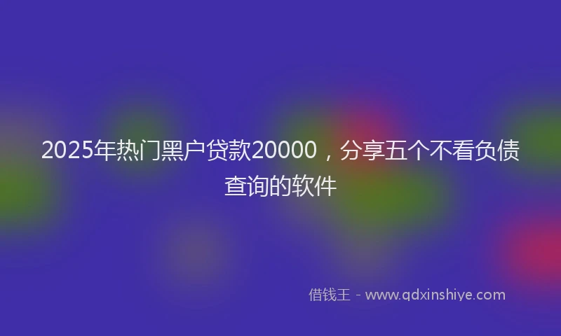 2025年热门黑户贷款20000，分享五个不看负债查询的软件