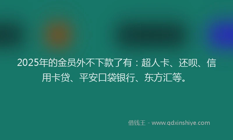 2025年的金员外不下款了有：超人卡、还呗、信用卡贷、平安口袋银行、东方汇等。