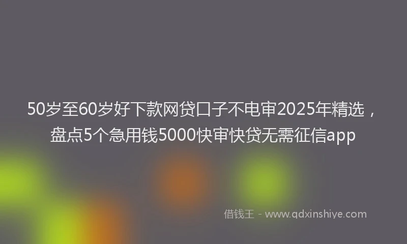 50岁至60岁好下款网贷口子不电审2025年精选，盘点5个急用钱5000快审快贷无需征信app