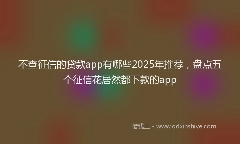 不查征信的贷款app有哪些2025年推荐，盘点五个征信花居然都下款的app