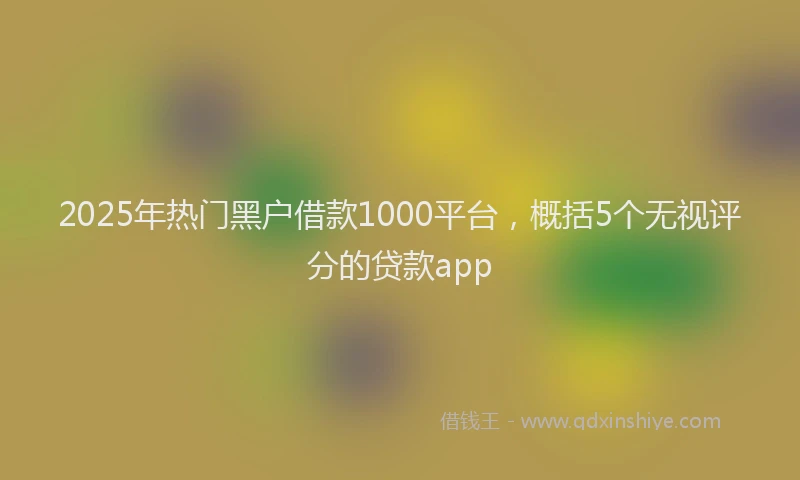 2025年热门黑户借款1000平台，概括5个无视评分的贷款app