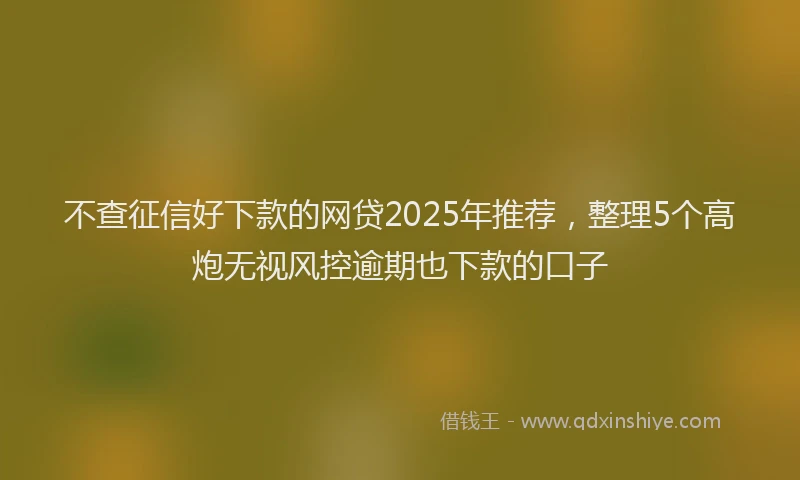 不查征信好下款的网贷2025年推荐，整理5个高炮无视风控逾期也下款的口子