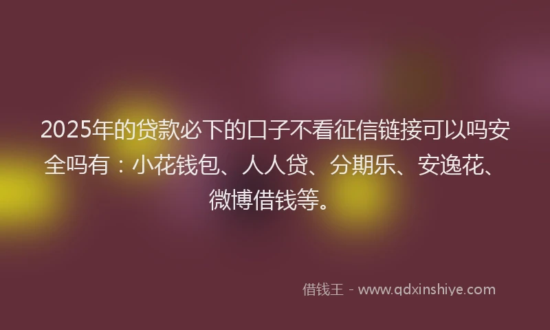 2025年的贷款必下的口子不看征信链接可以吗安全吗有：小花钱包、人人贷、分期乐、安逸花、微博借钱等。