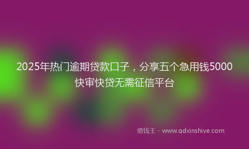 2025年热门逾期贷款口子，分享五个急用钱5000快审快贷无需征信平台