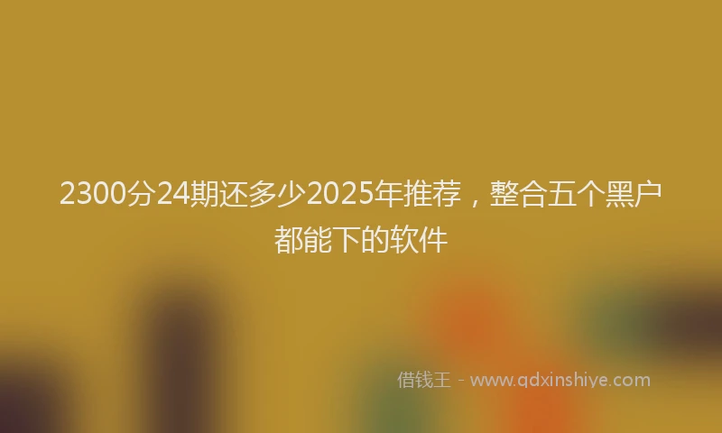 2300分24期还多少2025年推荐，整合五个黑户都能下的软件