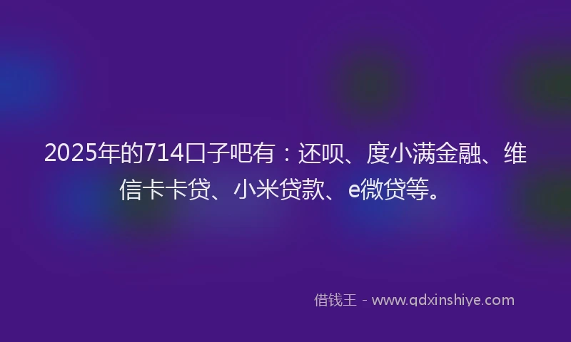 2025年的714口子吧有：还呗、度小满金融、维信卡卡贷、小米贷款、e微贷等。