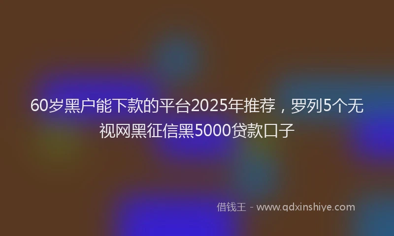 60岁黑户能下款的平台2025年推荐，罗列5个无视网黑征信黑5000贷款口子