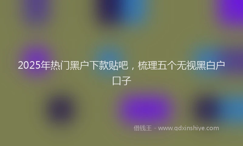 2025年热门黑户下款贴吧，梳理五个无视黑白户口子