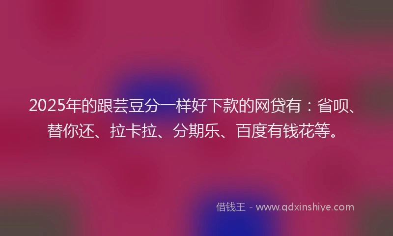 2025年的跟芸豆分一样好下款的网贷有：省呗、替你还、拉卡拉、分期乐、百度有钱花等。
