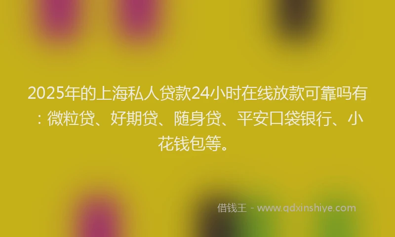 2025年的上海私人贷款24小时在线放款可靠吗有：微粒贷、好期贷、随身贷、平安口袋银行、小花钱包等。