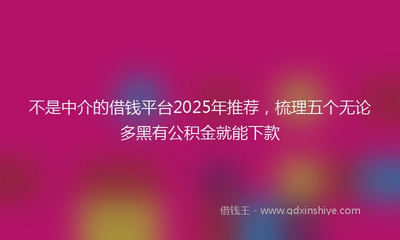 不是中介的借钱平台2025年推荐，梳理五个无论多黑有公积金就能下款