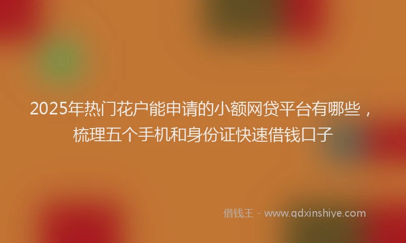 2025年热门花户能申请的小额网贷平台有哪些，梳理五个手机和身份证快速借钱口子