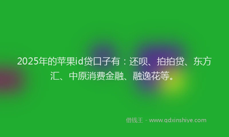 2025年的苹果id贷口子有：还呗、拍拍贷、东方汇、中原消费金融、融逸花等。