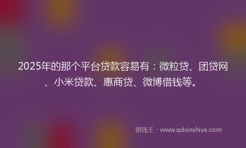 2025年的那个平台贷款容易有：微粒贷、团贷网、小米贷款、惠商贷、微博借钱等。