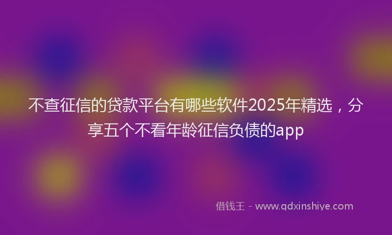 不查征信的贷款平台有哪些软件2025年精选，分享五个不看年龄征信负债的app