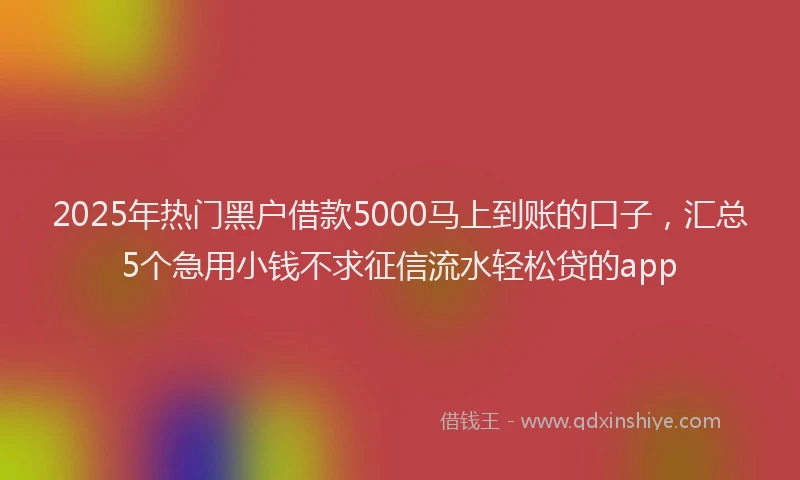 2025年热门黑户借款5000马上到账的口子，汇总5个急用小钱不求征信流水轻松贷的app