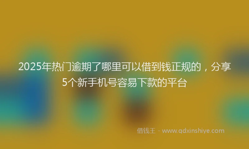 2025年热门逾期了哪里可以借到钱正规的，分享5个新手机号容易下款的平台