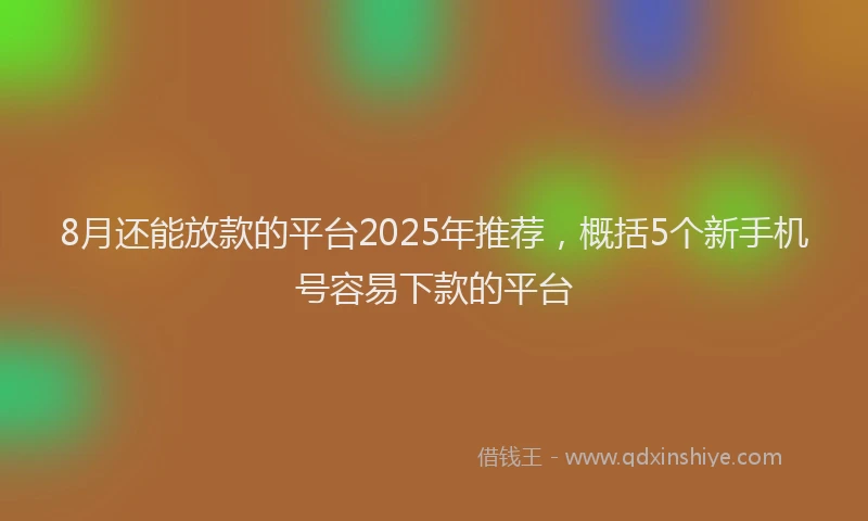 8月还能放款的平台2025年推荐，概括5个新手机号容易下款的平台