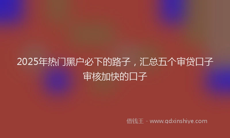 2025年热门黑户必下的路子，汇总五个审贷口子审核加快的口子