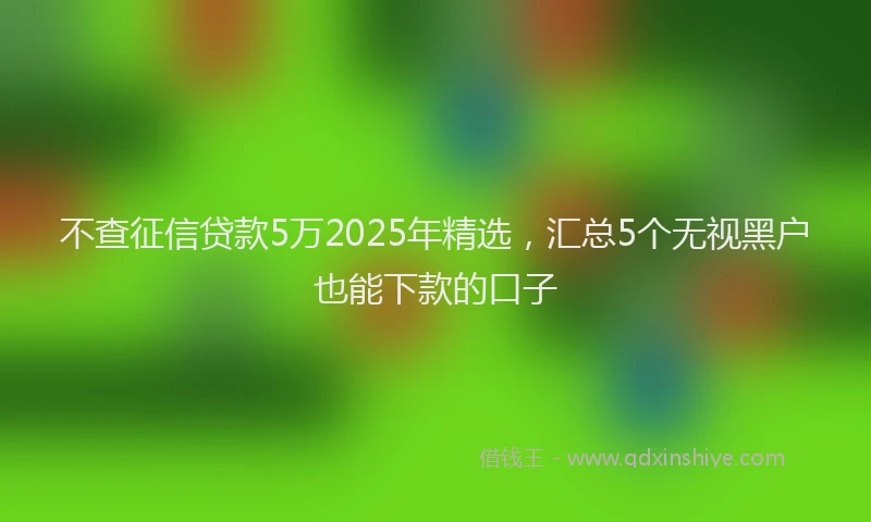 不查征信贷款5万2025年精选，汇总5个无视黑户也能下款的口子