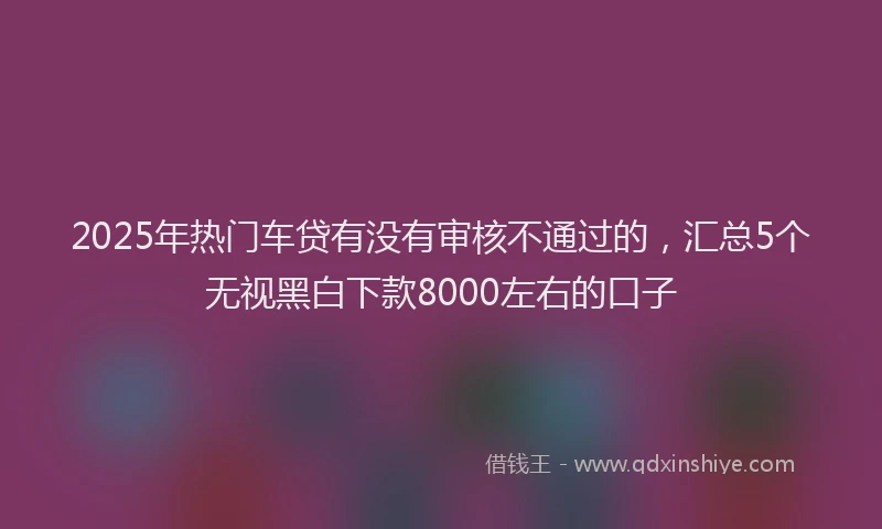 2025年热门车贷有没有审核不通过的，汇总5个无视黑白下款8000左右的口子