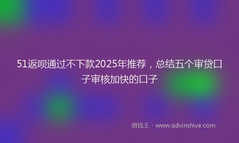 51返呗通过不下款2025年推荐，总结五个审贷口子审核加快的口子