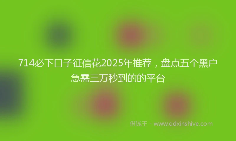 714必下口子征信花2025年推荐，盘点五个黑户急需三万秒到的的平台