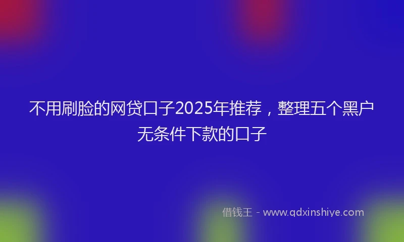 不用刷脸的网贷口子2025年推荐，整理五个黑户无条件下款的口子