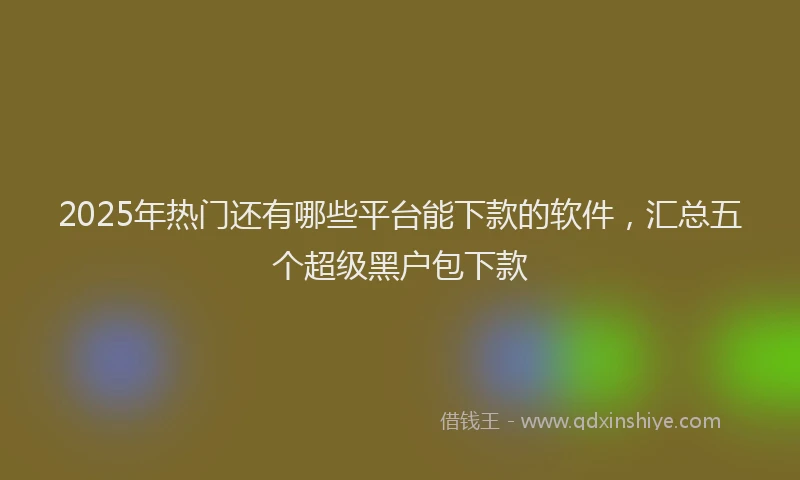 2025年热门还有哪些平台能下款的软件，汇总五个超级黑户包下款