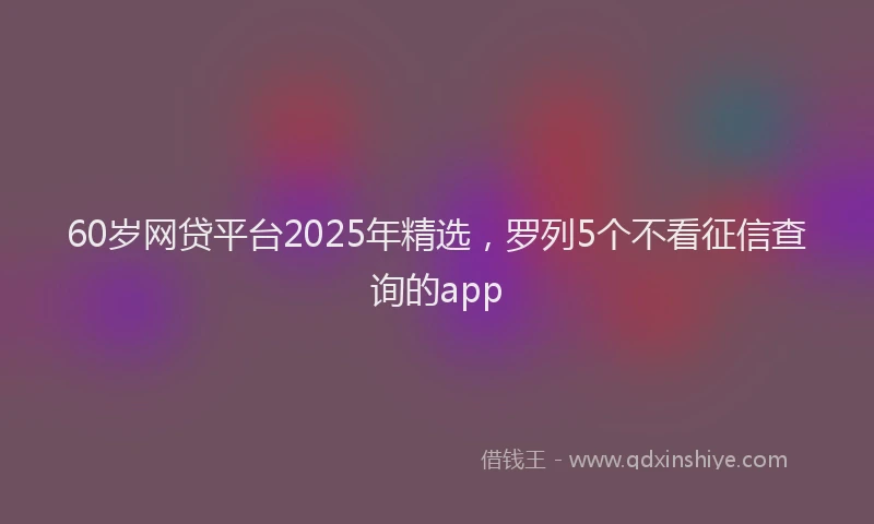 60岁网贷平台2025年精选，罗列5个不看征信查询的app