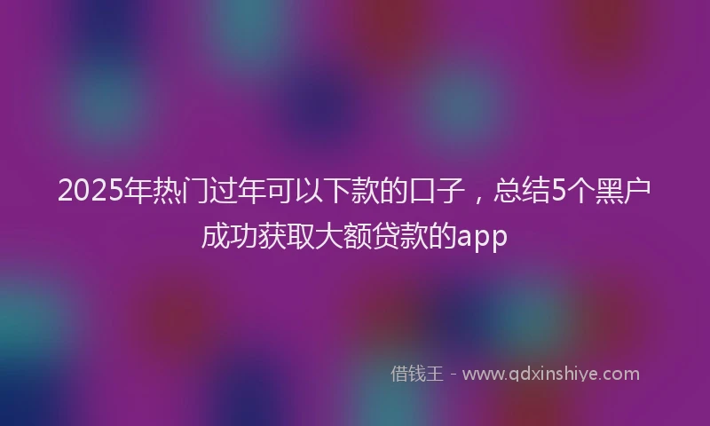 2025年热门过年可以下款的口子，总结5个黑户成功获取大额贷款的app