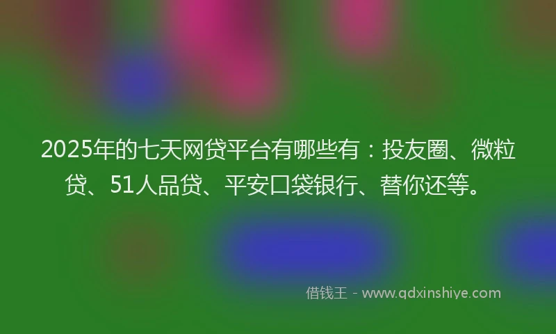 2025年的七天网贷平台有哪些有：投友圈、微粒贷、51人品贷、平安口袋银行、替你还等。