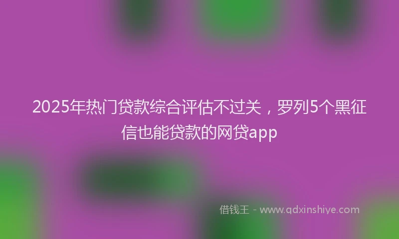 2025年热门贷款综合评估不过关，罗列5个黑征信也能贷款的网贷app