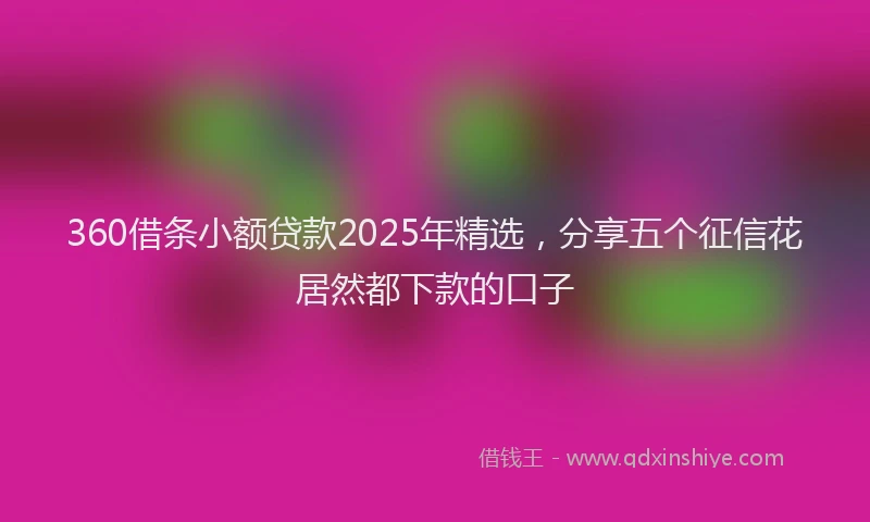 360借条小额贷款2025年精选，分享五个征信花居然都下款的口子