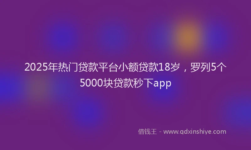 2025年热门贷款平台小额贷款18岁，罗列5个5000块贷款秒下app