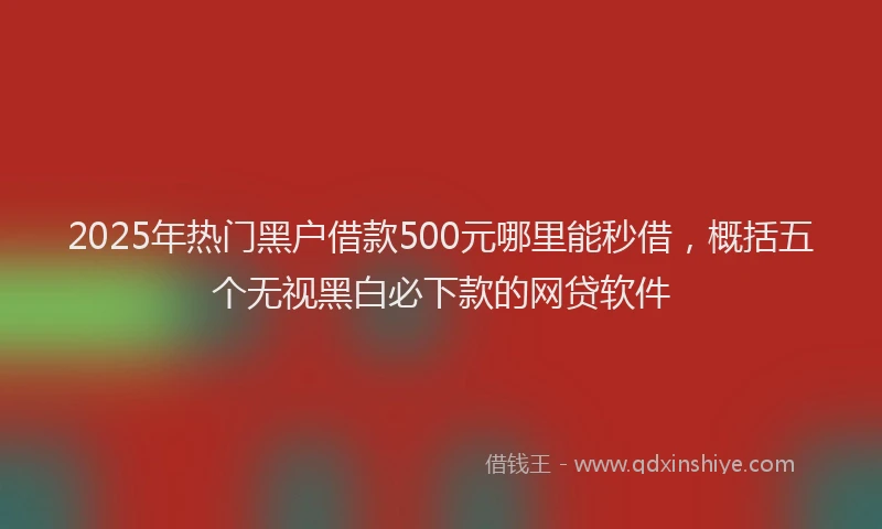 2025年热门黑户借款500元哪里能秒借，概括五个无视黑白必下款的网贷软件