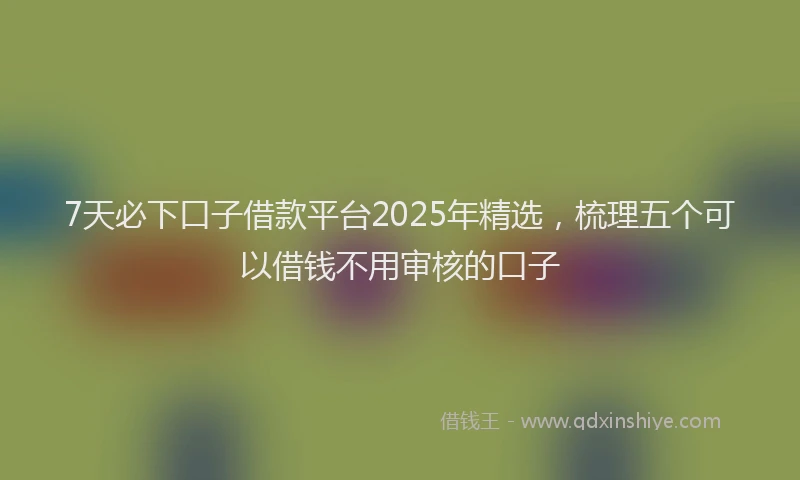 7天必下口子借款平台2025年精选，梳理五个可以借钱不用审核的口子