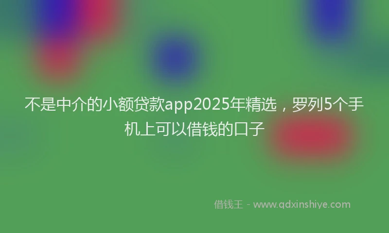 不是中介的小额贷款app2025年精选，罗列5个手机上可以借钱的口子