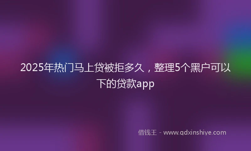 2025年热门马上贷被拒多久，整理5个黑户可以下的贷款app