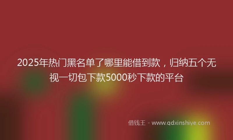 2025年热门黑名单了哪里能借到款，归纳五个无视一切包下款5000秒下款的平台
