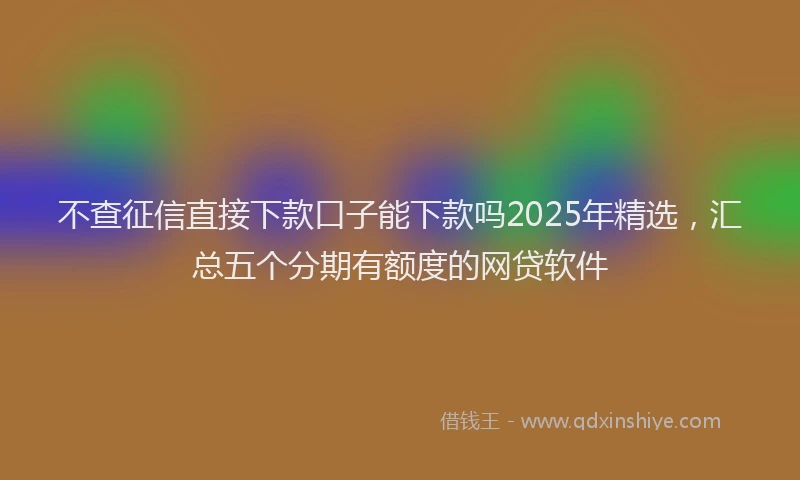 不查征信直接下款口子能下款吗2025年精选，汇总五个分期有额度的网贷软件