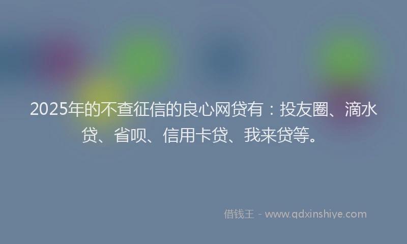 2025年的不查征信的良心网贷有：投友圈、滴水贷、省呗、信用卡贷、我来贷等。