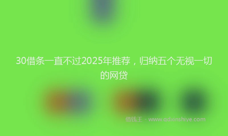 30借条一直不过2025年推荐，归纳五个无视一切的网贷