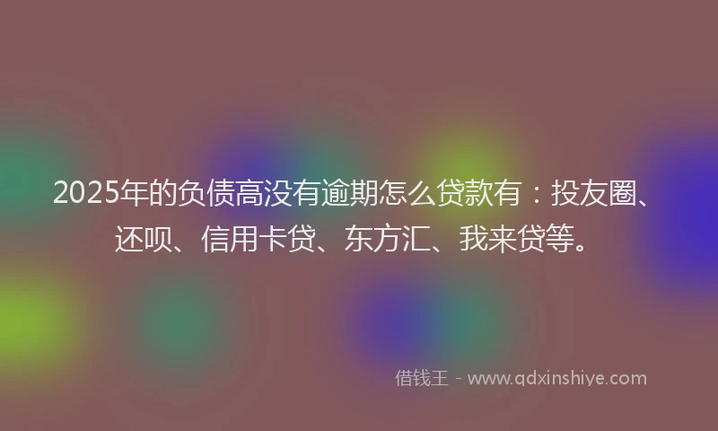 2025年的负债高没有逾期怎么贷款有：投友圈、还呗、信用卡贷、东方汇、我来贷等。