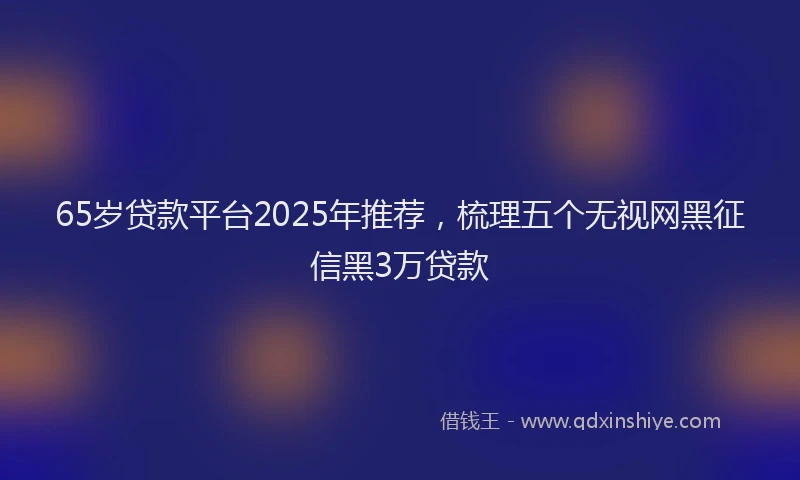 65岁贷款平台2025年推荐，梳理五个无视网黑征信黑3万贷款